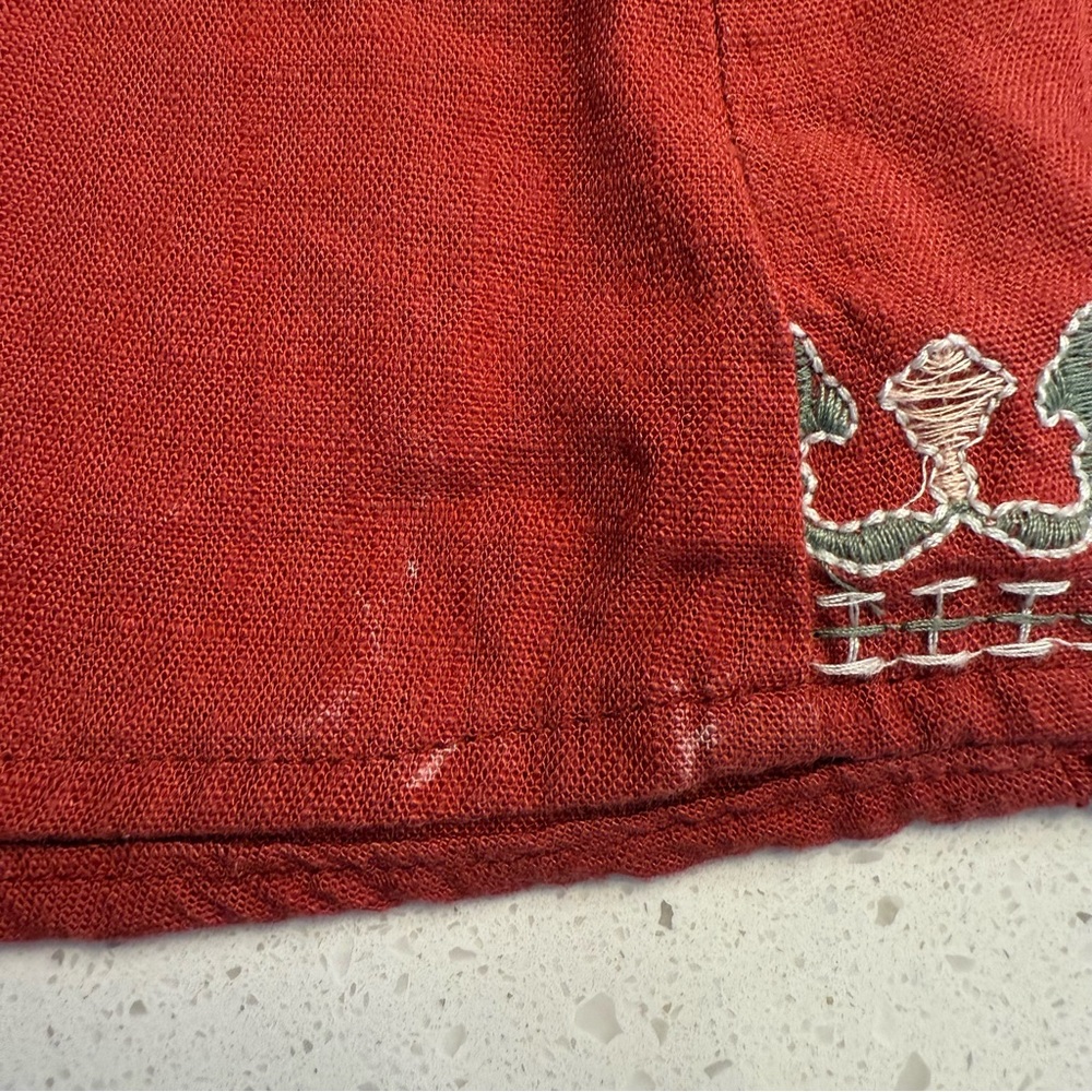 Blue Rain Embroidered Button Front Mini Skirt Boho Floral Size S Red - Picture 8 of 8